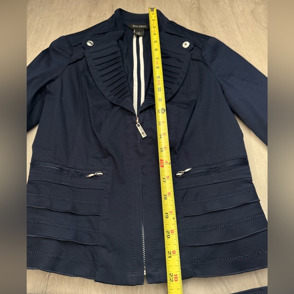 White House Black Market (WHBM) Dark Navy Blue Skirt Suit Silver Tone Hardware - Picture 4 of 11